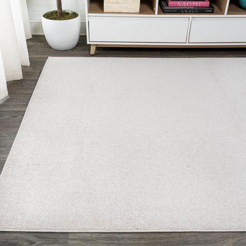 Haze Solid Low-pile Area Rug Ivory